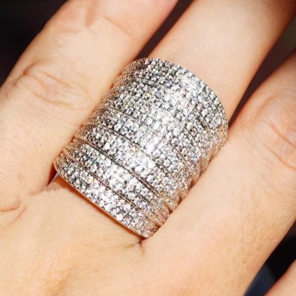 **New 6.8 CT Princess Cut Diamond Silver Ring - Picture 2 of 4